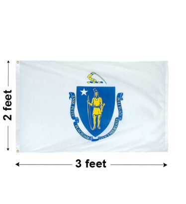 2'x3' Massachusetts Nylon Outdoor Flag